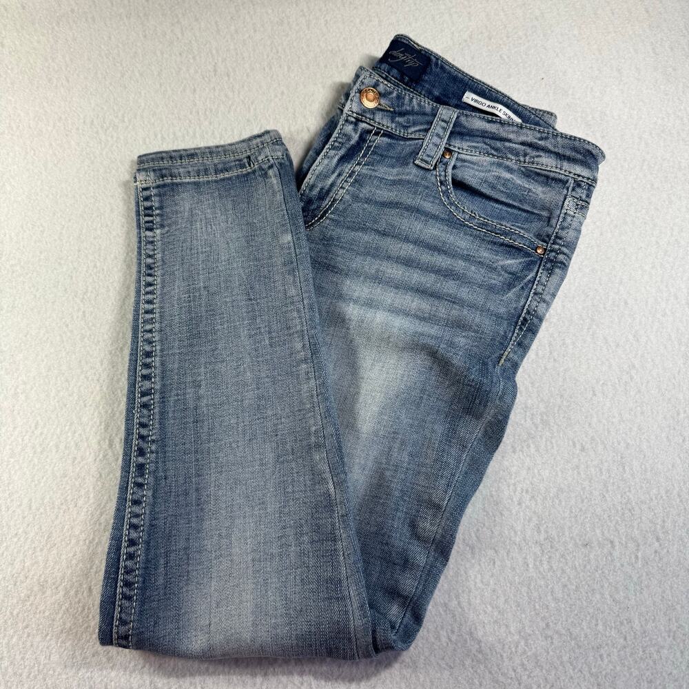 Daytrip Virgo Ankle Skinny Jeans Size 31 Faux Flap Pockets Y2K Buckle Denim